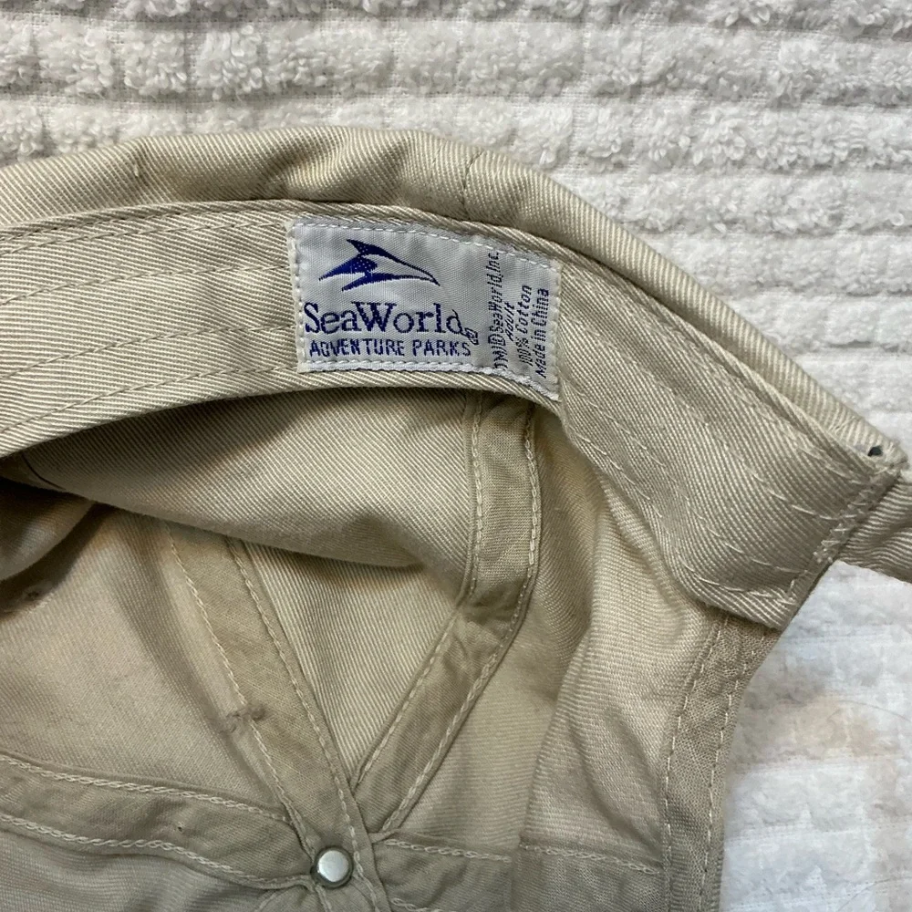Vintage SeaWorld Orca Hat Zipper Pocket Baseball Cap Adventure Parks Adjustable - Picture 4 of 5